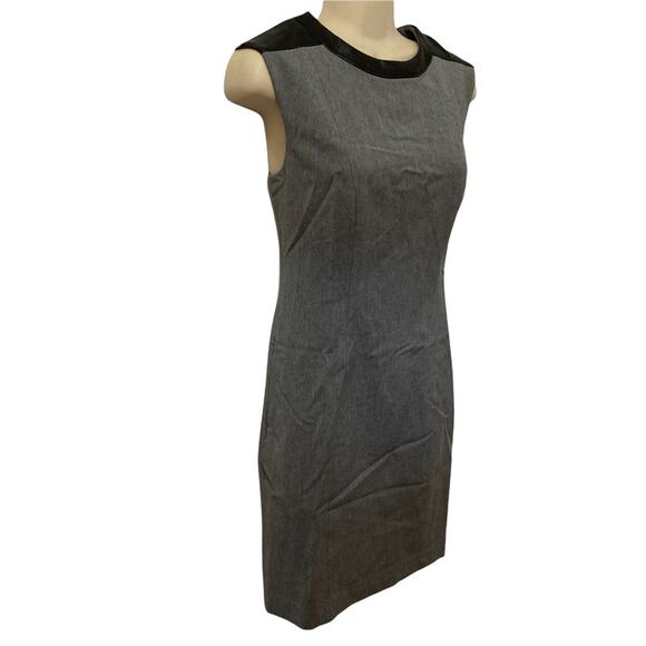 Banana Republic Grey Shift Dress Faux Leather Trim size US 4 - Picture 5 of 8